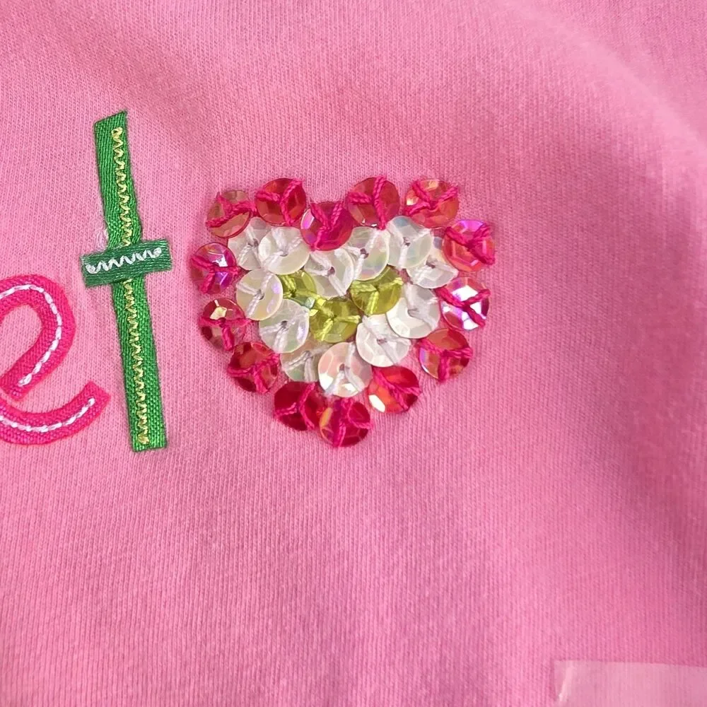 Vintage Gymboree Long Sleeve Shirt Size 4 Pink Embroidered Sweetheart Sequin NWT